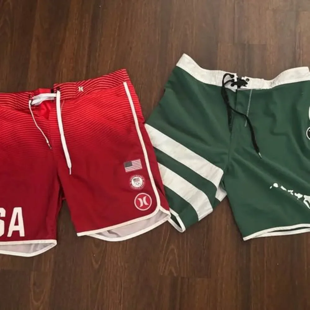 Hurley Mens Board Shorts 2 Pack USA Olympic Team Red & Hawaii Green Size 36